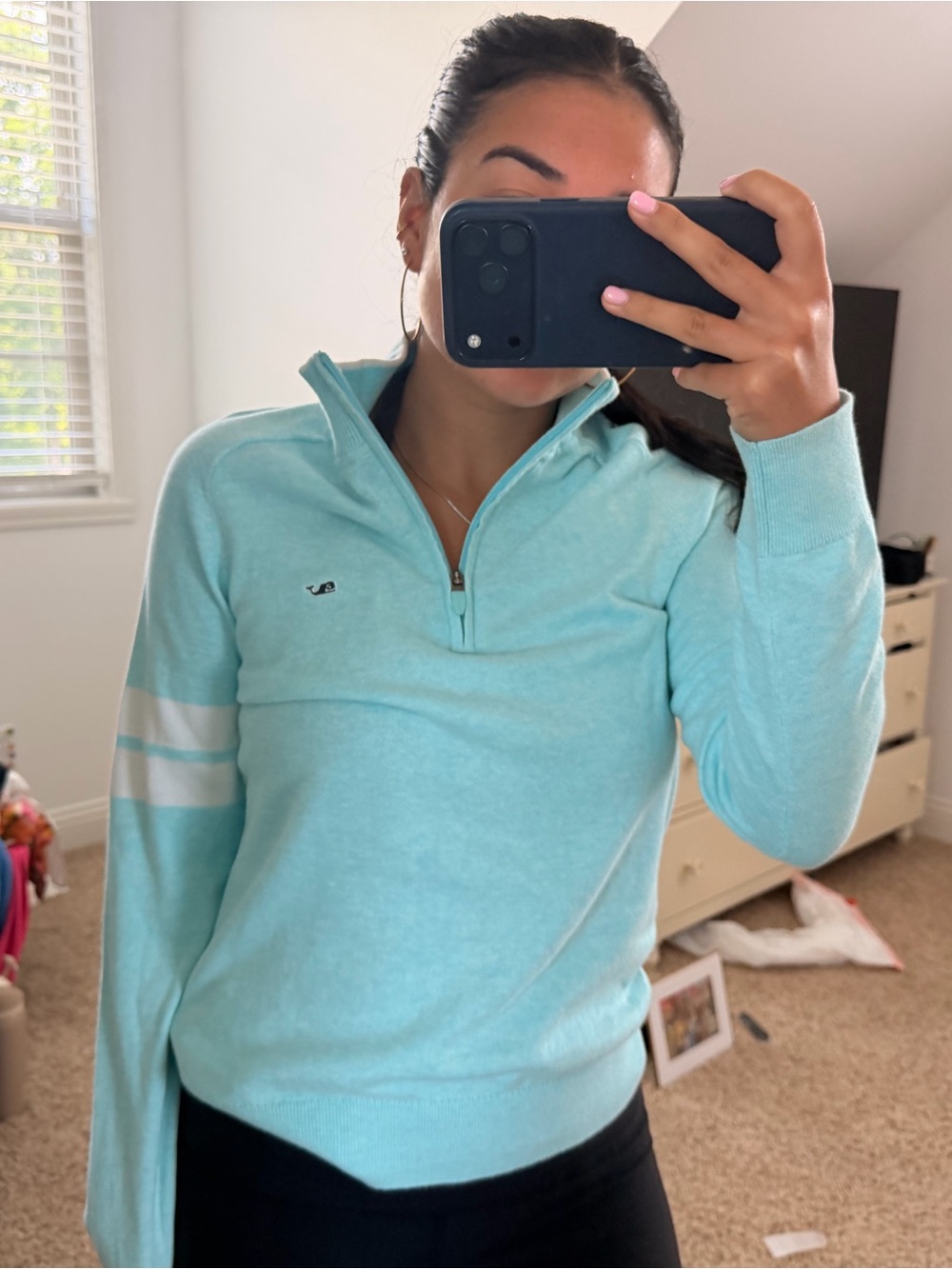 Vineyard Vines Aqua/teal Half-Zip sweater